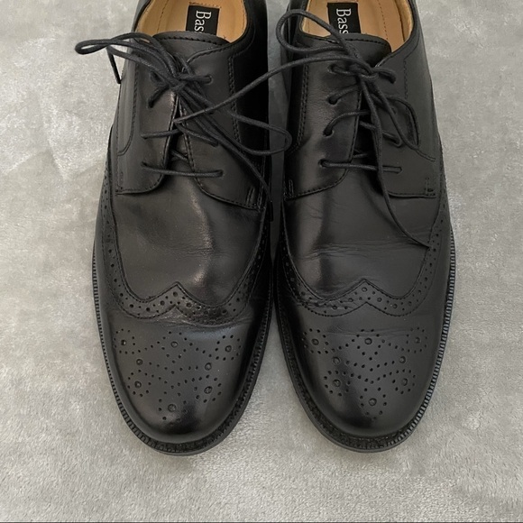 Bass & Co Mr Dylan Black Leather Formal Wigtip Lace Up Oxford Loafer Size 9M - Picture 2 of 13